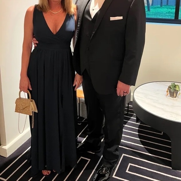 NWT Lulus Thoughts of Hue Navy Blue Surplice Maxi Dress XS - Picture 7 of 17